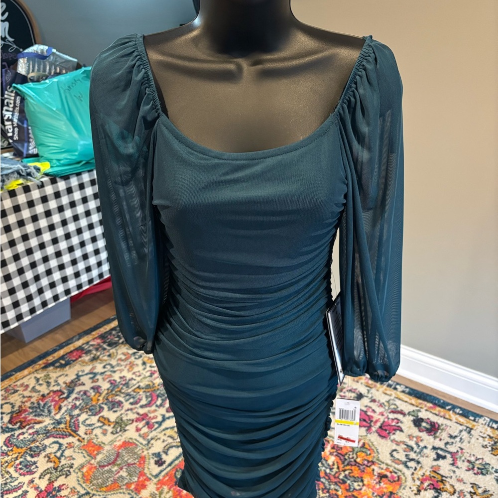 City Studio Teal Long Sleeve formal  Dress